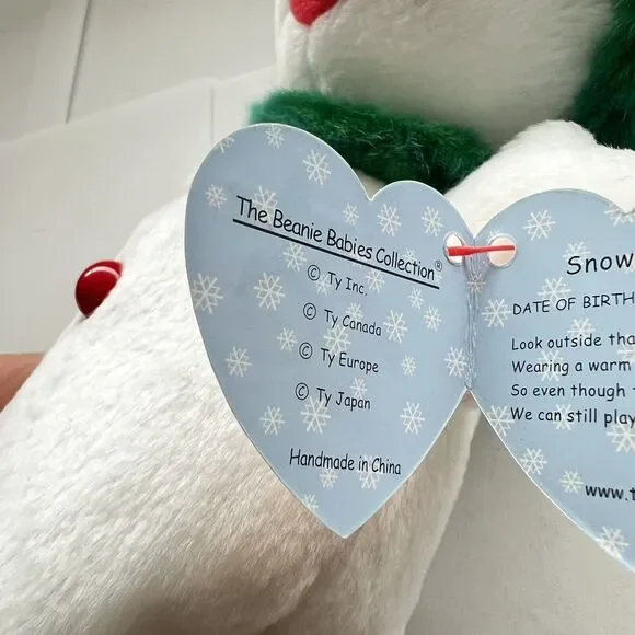 2000 Rare & Retired Ty Beanie Baby Snowgirl The Christmas Snowman 8" - Picture 10 of 12